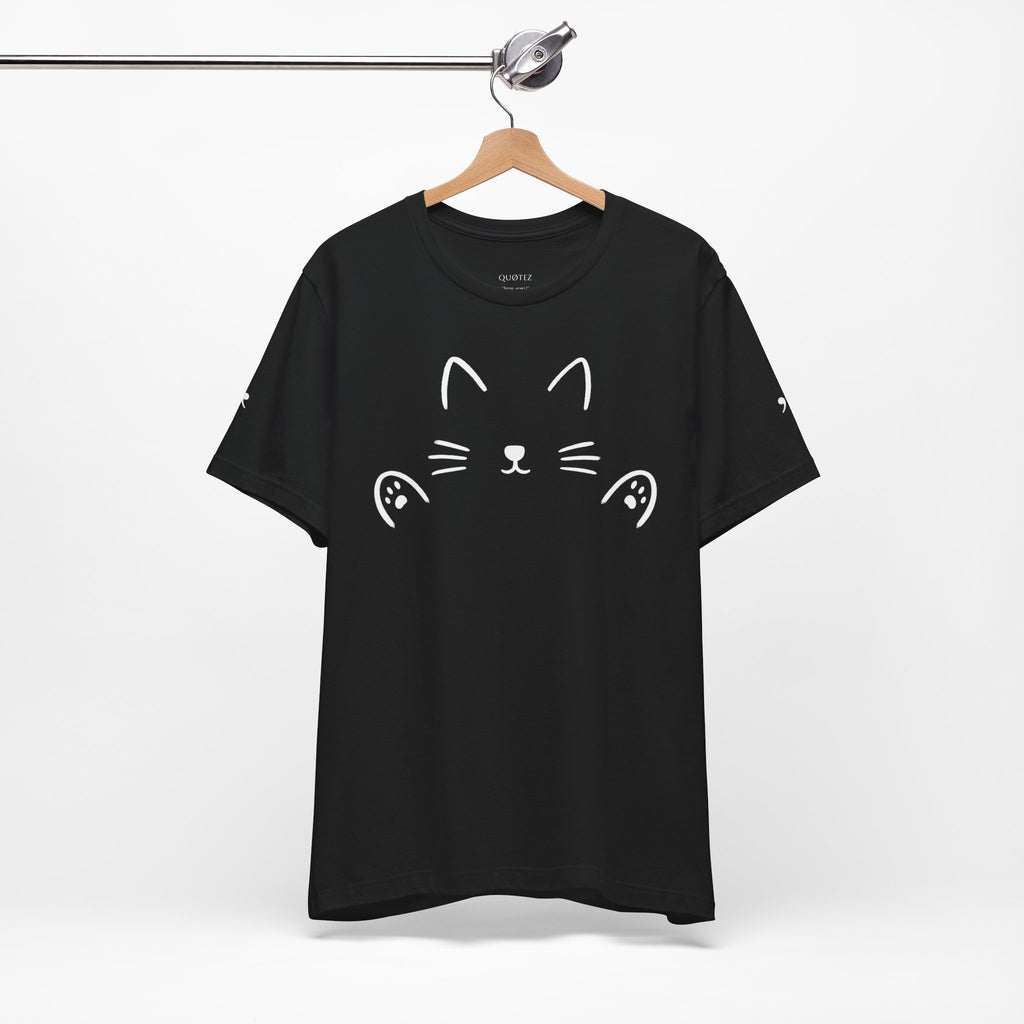 Cat Hug T-Shirt – Minimalist Hug Design | QUØTEZ Unisex Premium Tee - LIMITED EDITION