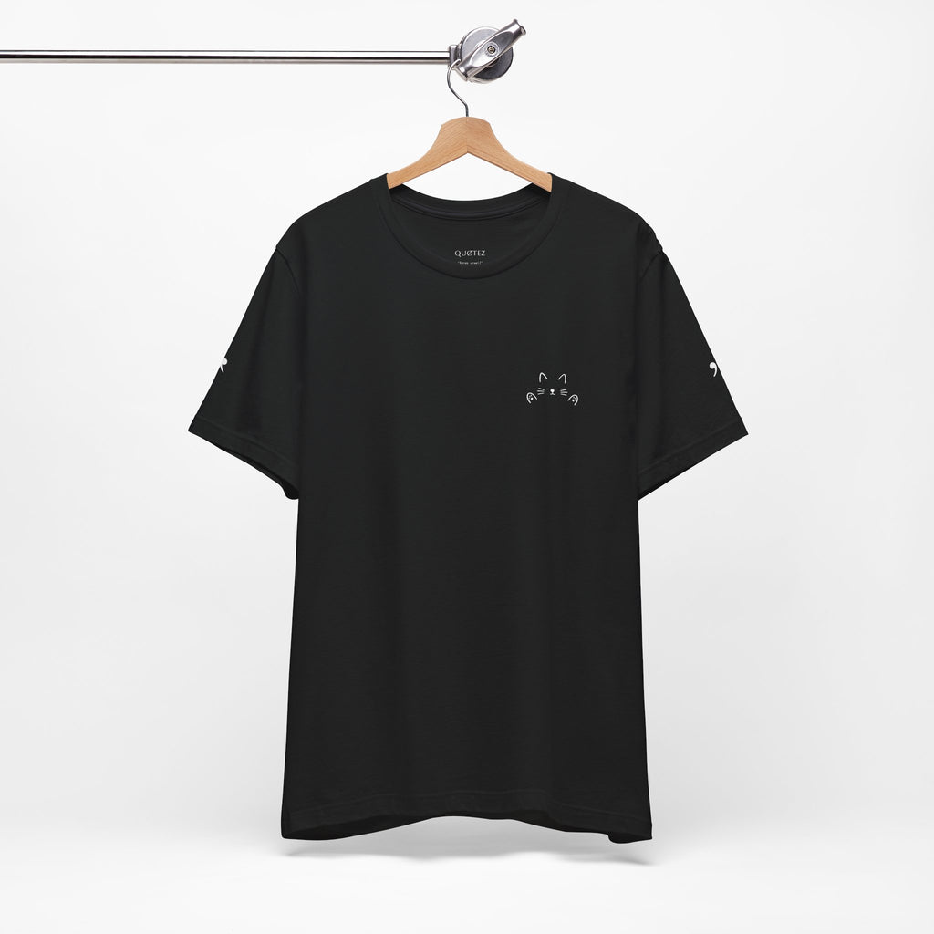 Pocket size - Cat Hug T-Shirt – Minimalist Hug Design | QUØTEZ Unisex Premium Tee - LIMITED EDITION