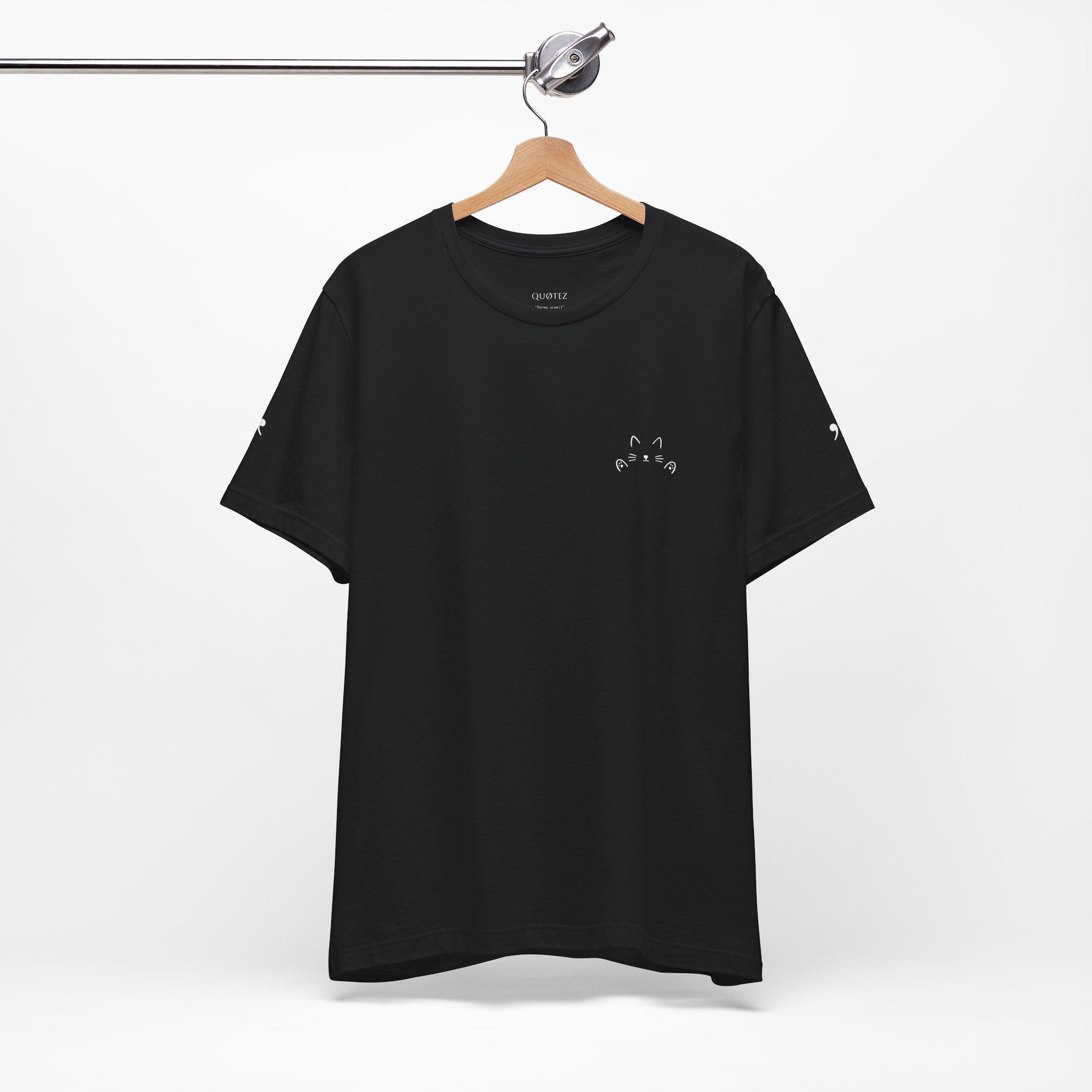 Pocket size - Cat Hug T-Shirt – Minimalist Hug Design | QUØTEZ Unisex Premium Tee - LIMITED EDITION