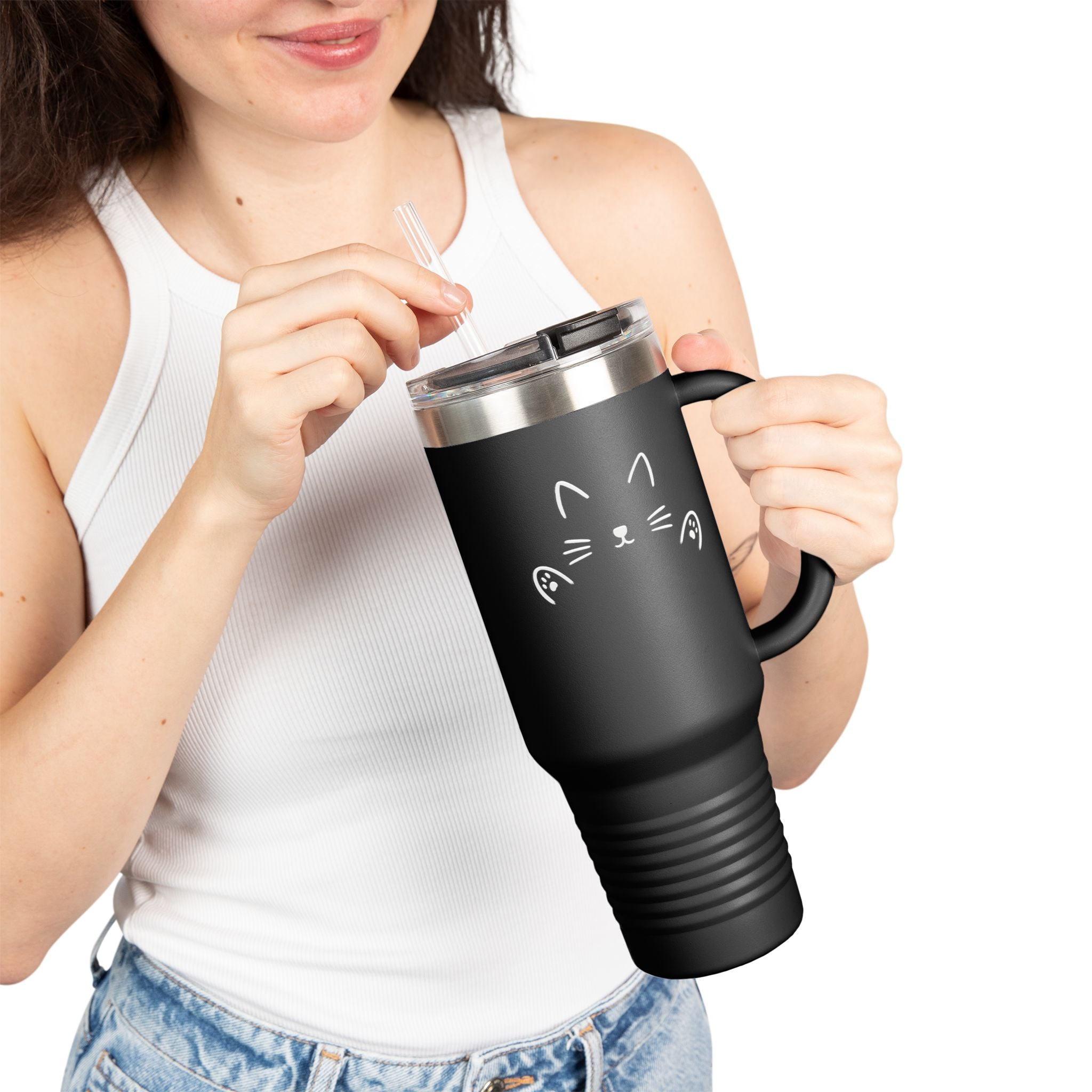 Cute Cat HUG MUG 40oz | Travel Mug | Insulated Coffee Tumbler | Cat Lover Gift