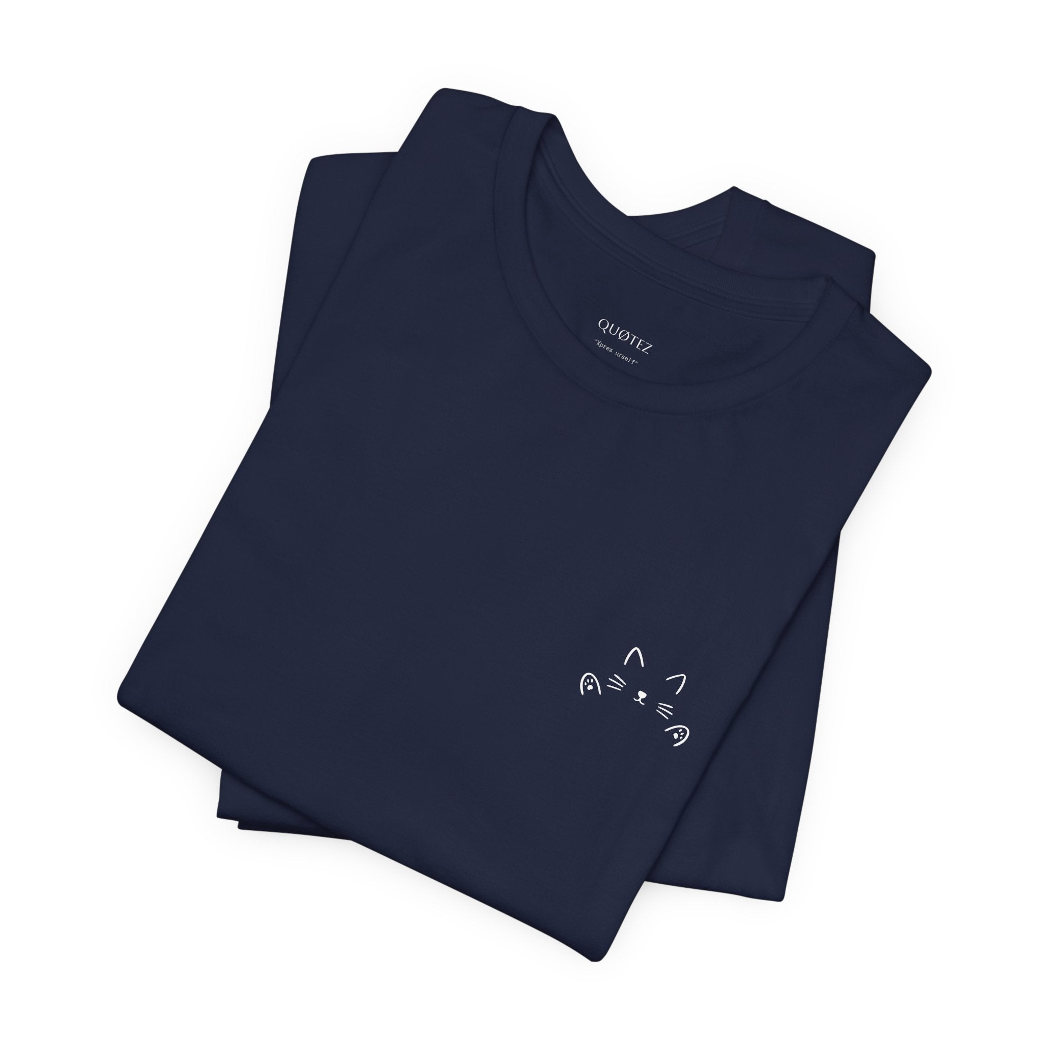 Pocket size - Cat Hug T-Shirt – Minimalist Hug Design | QUØTEZ Unisex Premium Tee - LIMITED EDITION