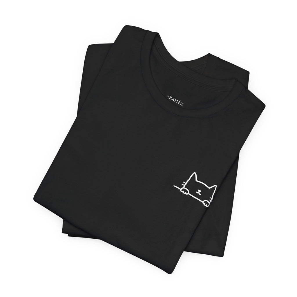 The Peek-a-Meow Tee · 100% Cotton Minimalist Cat T-Shirt