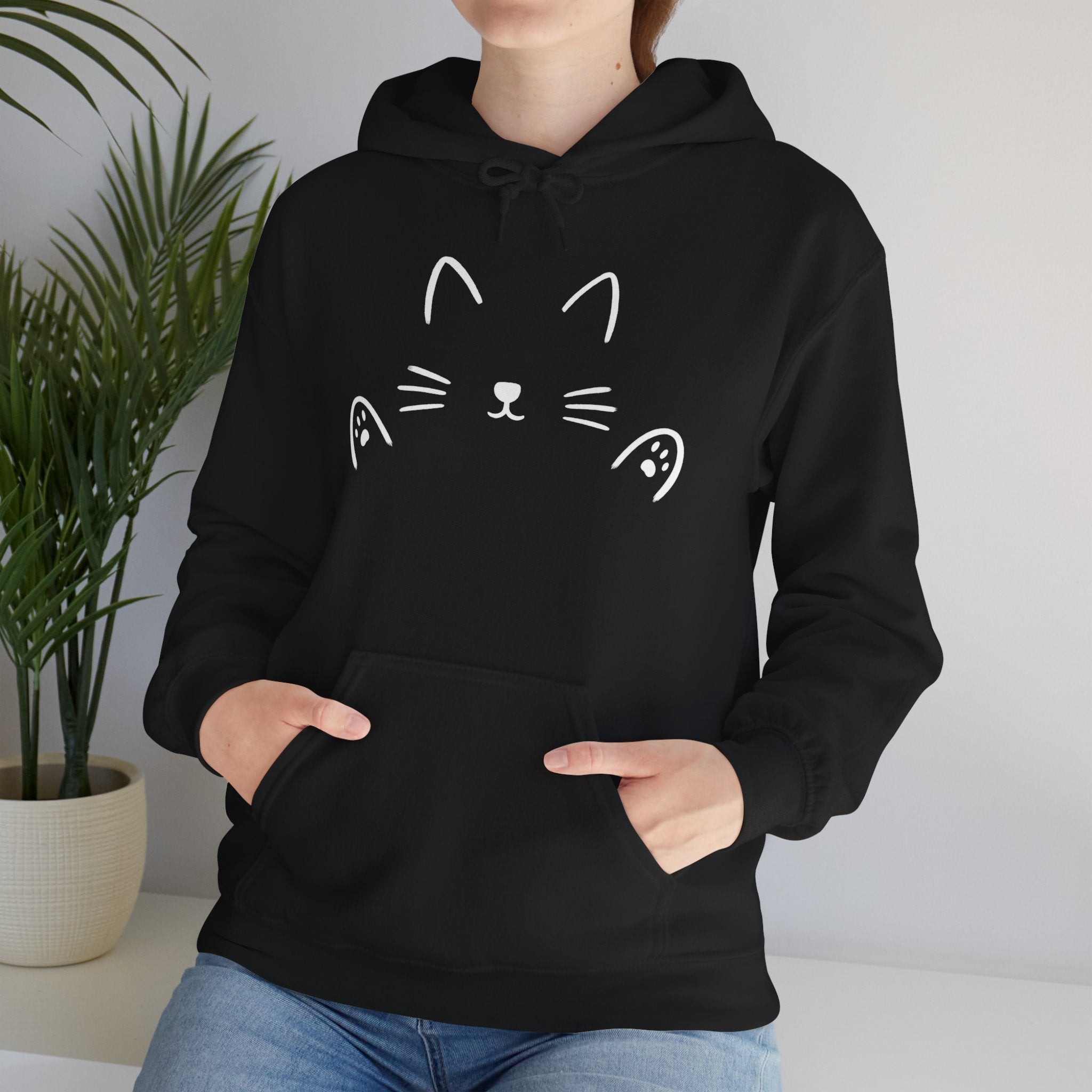 Cat Hug Hoodie - Minimalist Design - Unisex