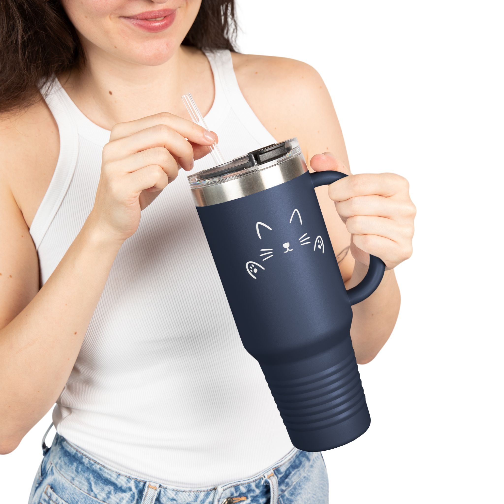 Cute Cat HUG MUG 40oz | Travel Mug | Insulated Coffee Tumbler | Cat Lover Gift