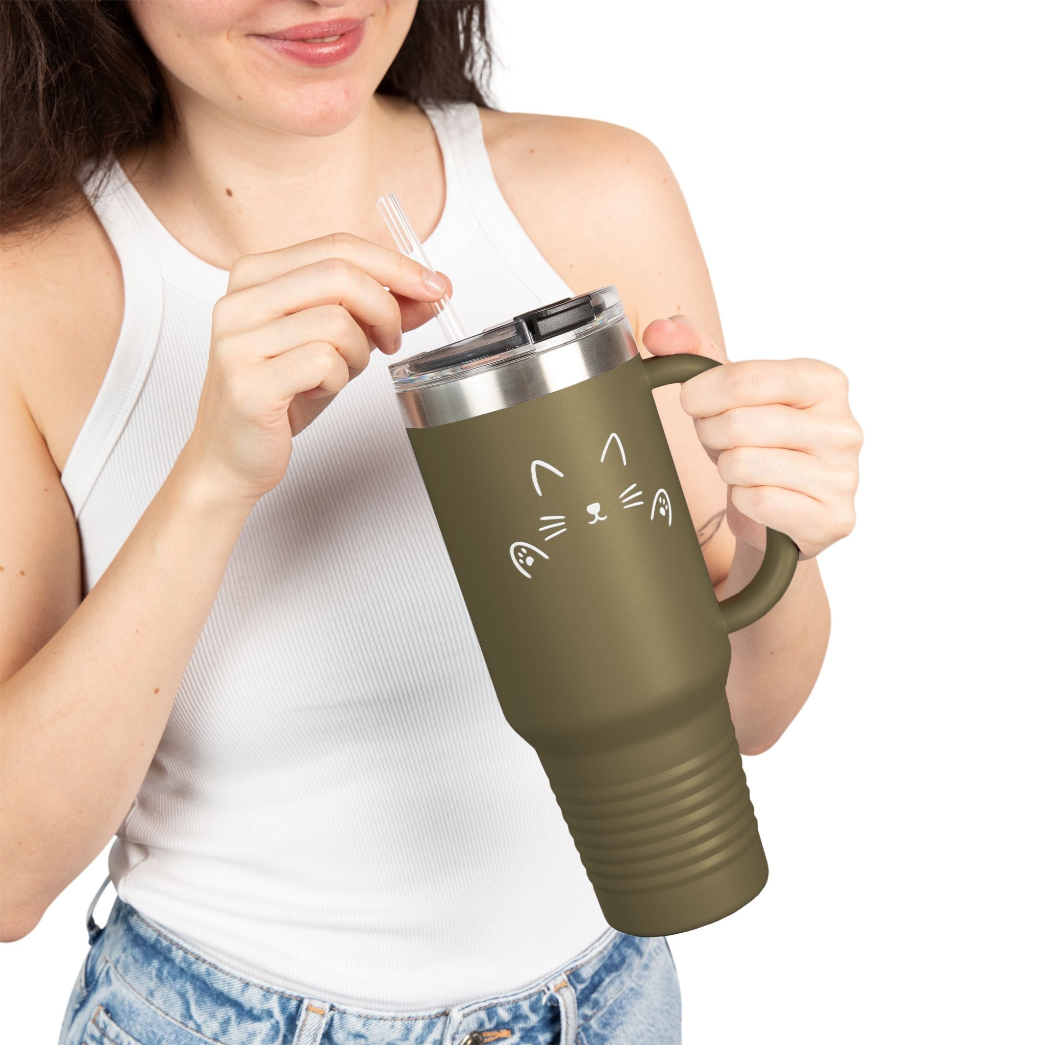 Cute Cat HUG MUG 40oz | Travel Mug | Insulated Coffee Tumbler | Cat Lover Gift