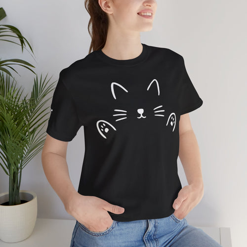 Cat Hug T-Shirt – Minimalist Hug Design | QUØTEZ Unisex Premium Tee - LIMITED EDITION