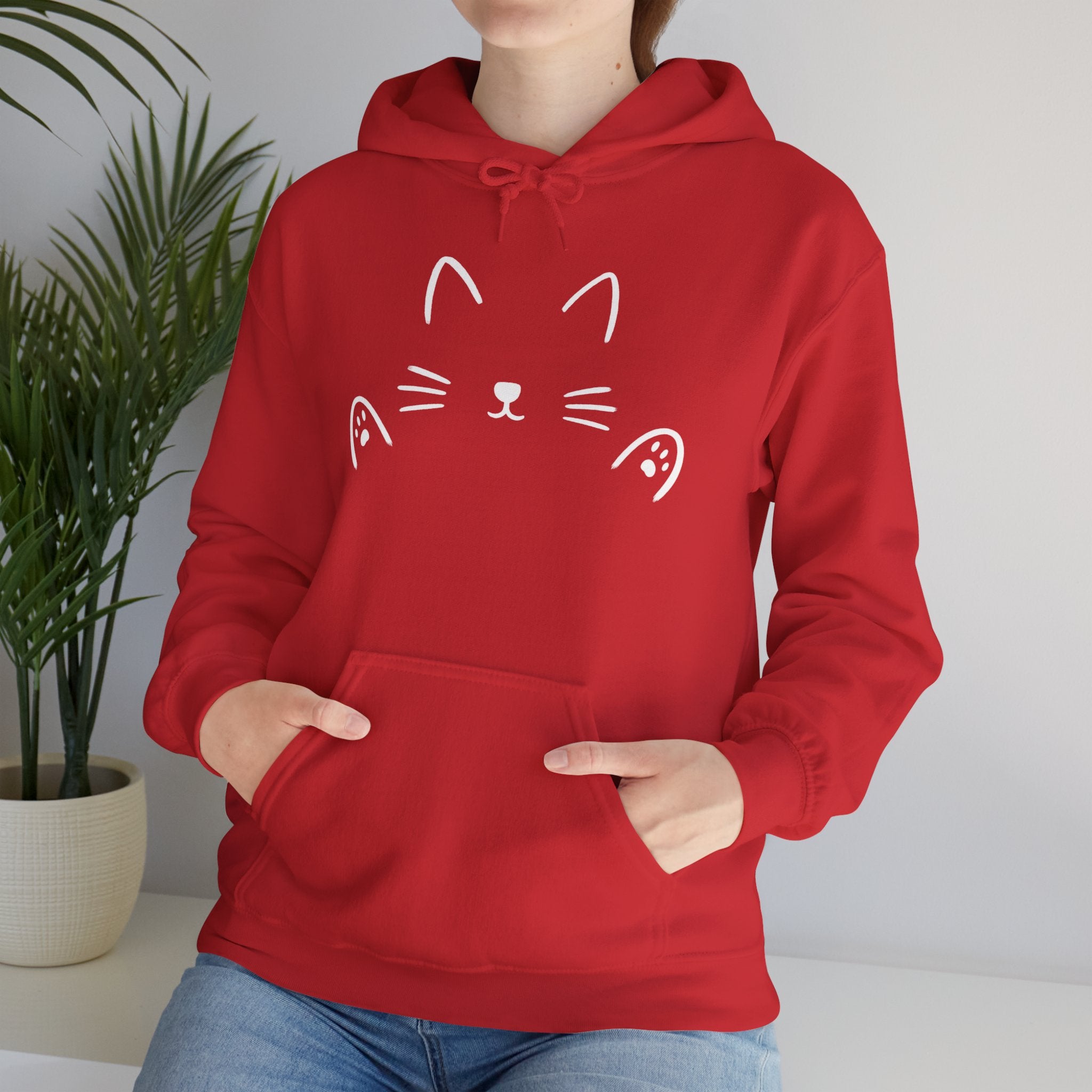 Cat Hug Hoodie - Minimalist Design - Unisex