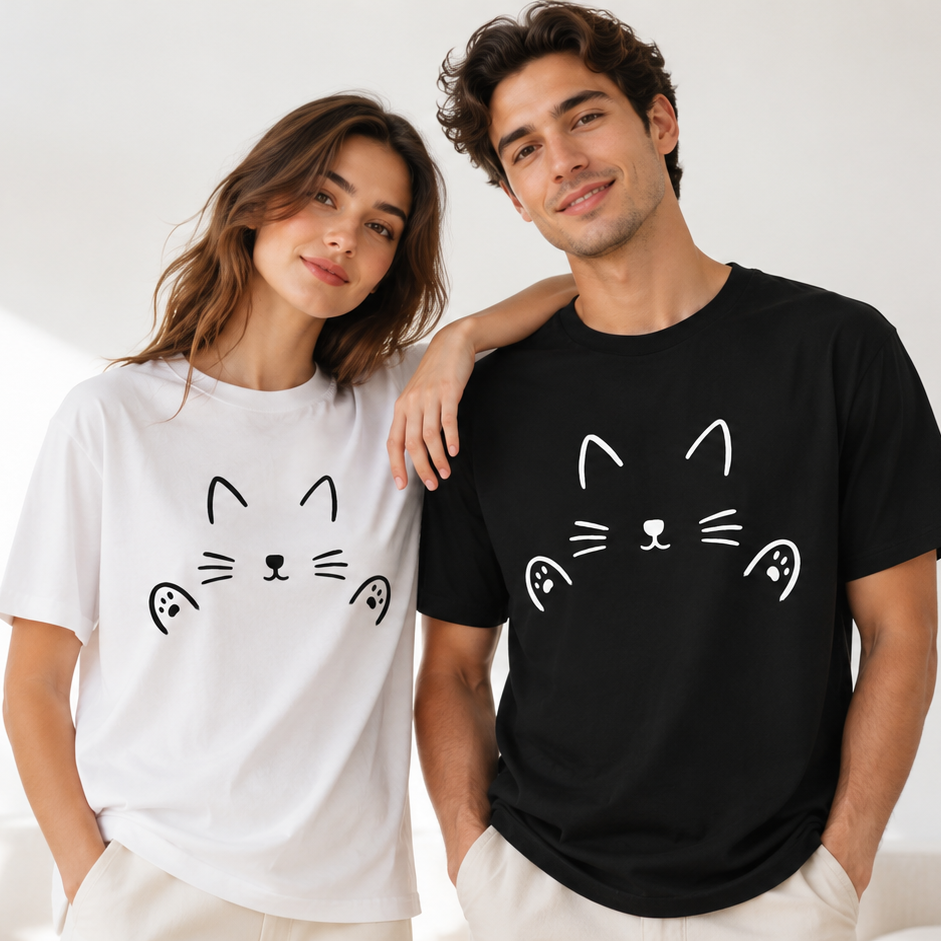 Cat Hug Tee | 100% Cotton | Minimalist Hug Design | Unisex | QUØTEZ
