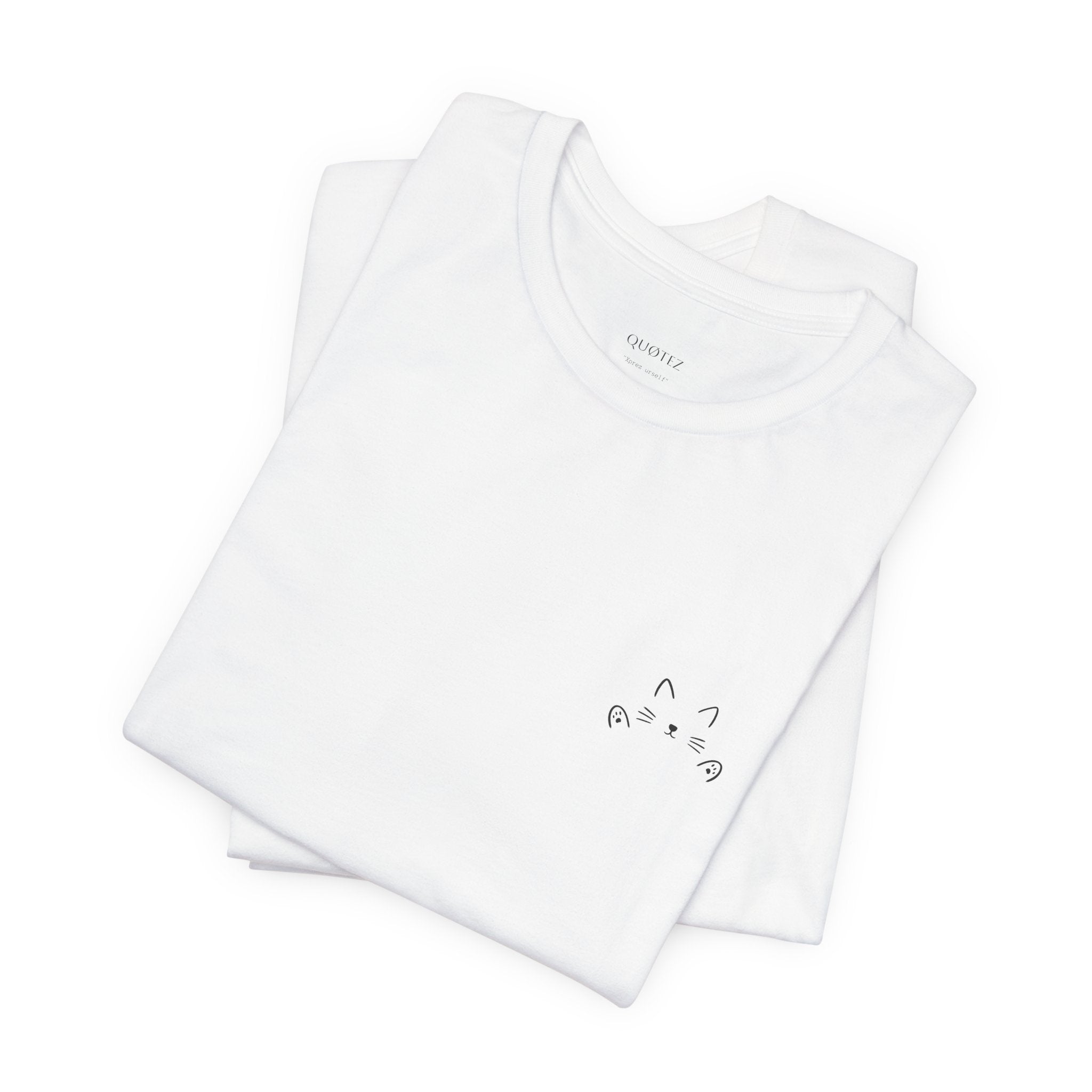 Pocket size - Cat Hug T-Shirt – Minimalist Hug Design | QUØTEZ Unisex Premium Tee - LIMITED EDITION