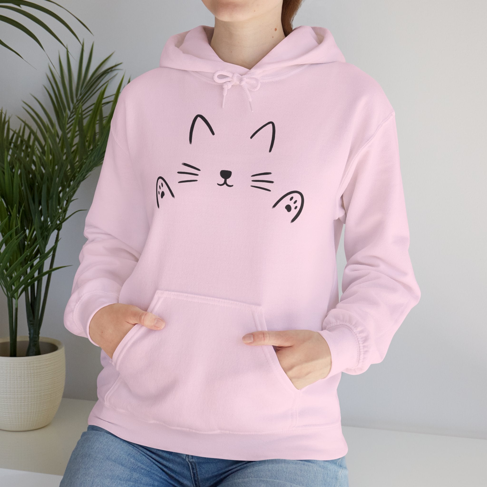 Cat Hug Hoodie - Minimalist Design - Unisex