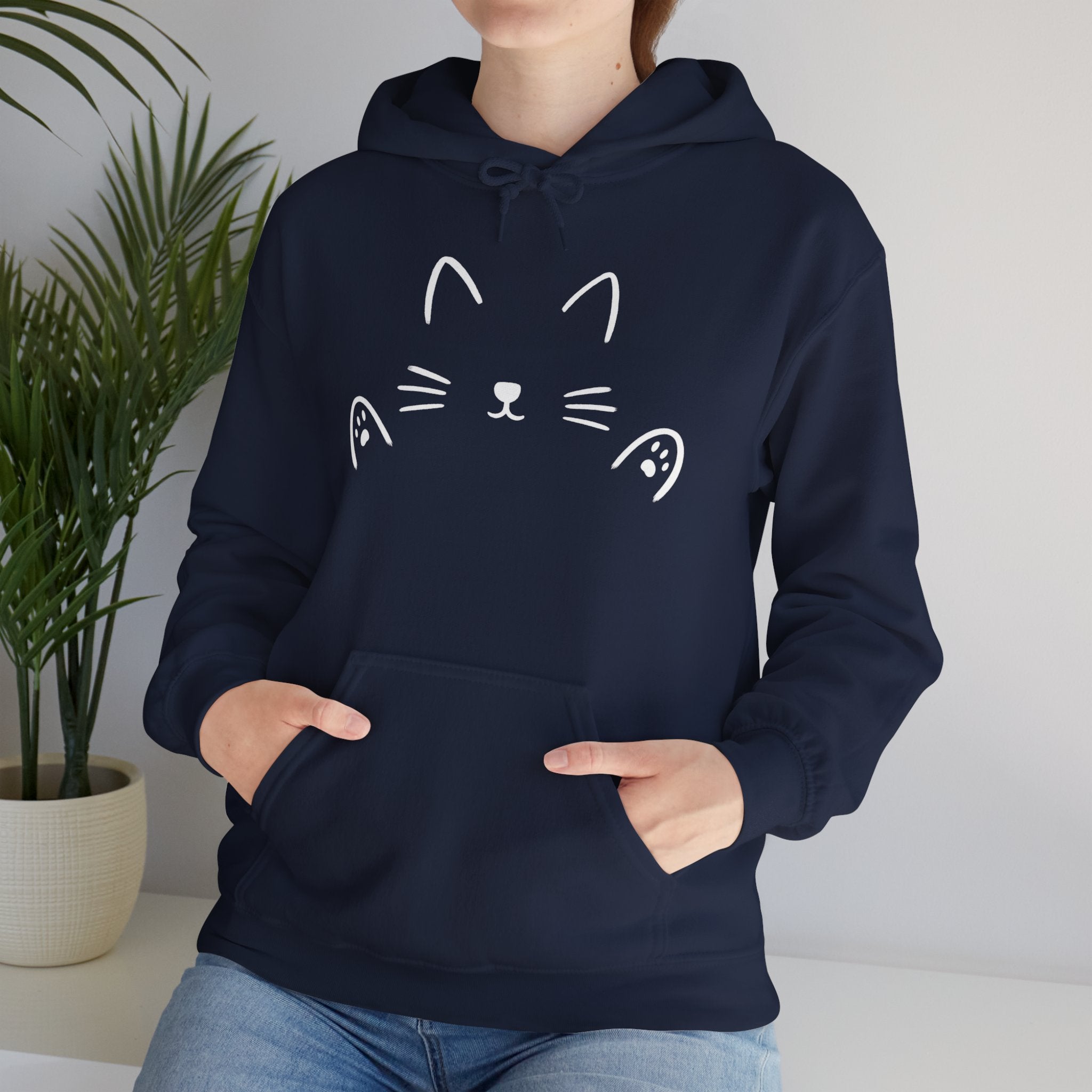 Cat Hug Hoodie - Minimalist Design - Unisex