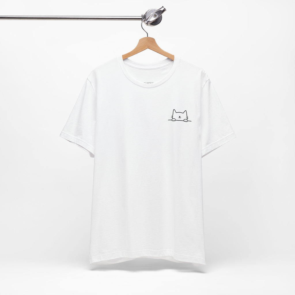 The Peek-a-Meow Tee · 100% Cotton Minimalist Cat T-Shirt
