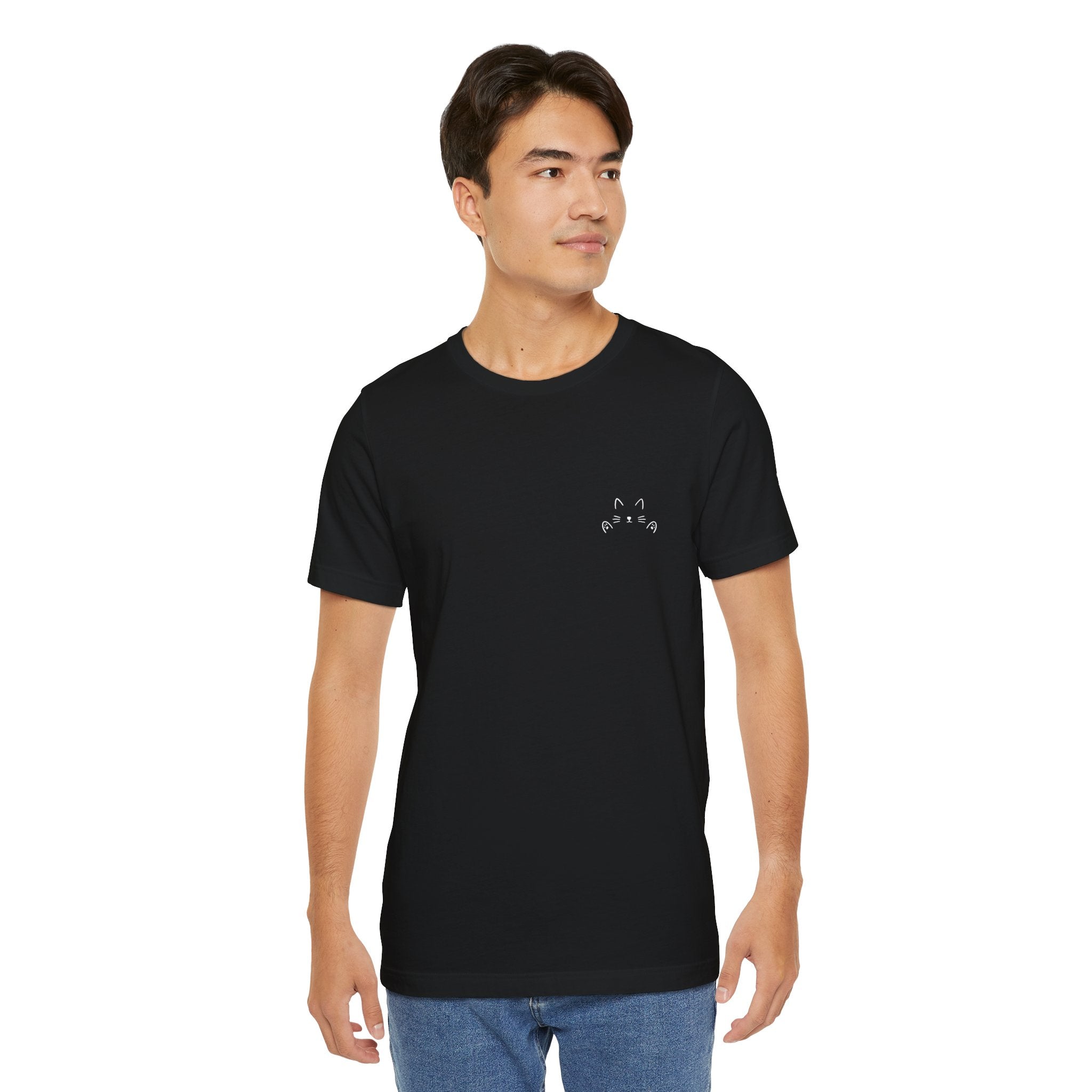 Pocket size - Cat Hug T-Shirt – Minimalist Hug Design | QUØTEZ Unisex Premium Tee - LIMITED EDITION