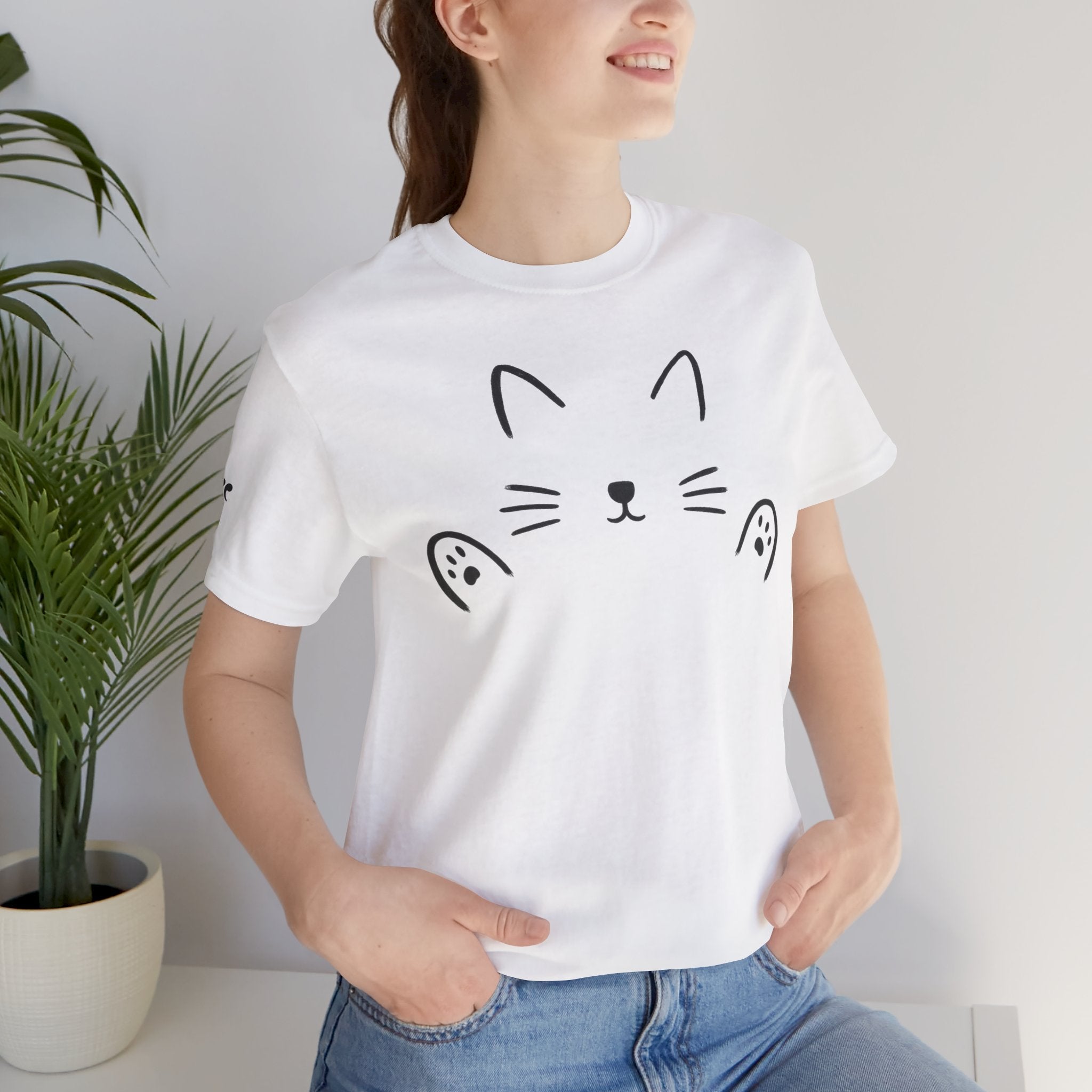 Cat Hug T-Shirt – Minimalist Hug Design | QUØTEZ Unisex Premium Tee - LIMITED EDITION
