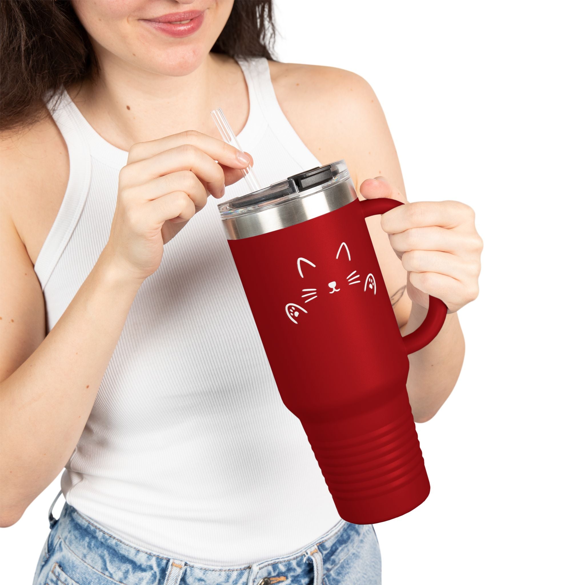 Cute Cat HUG MUG 40oz | Travel Mug | Insulated Coffee Tumbler | Cat Lover Gift